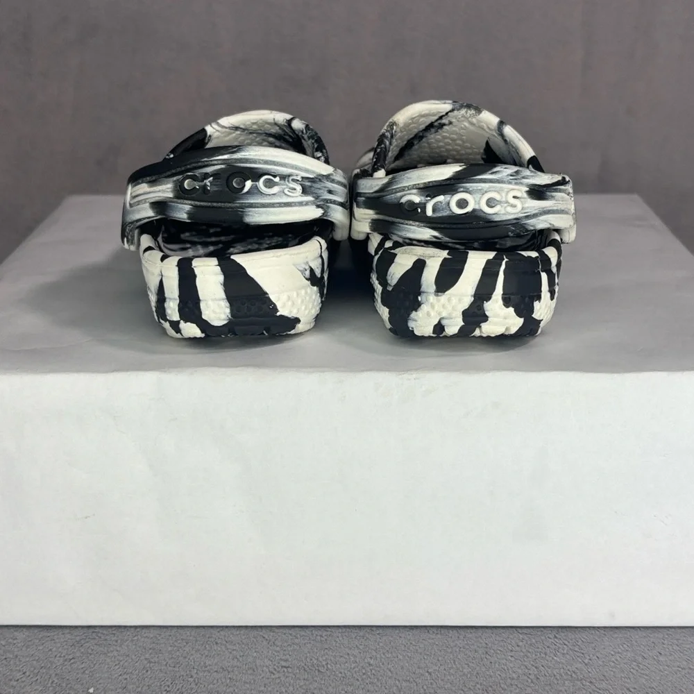 Crocs Kids Tie Dye Clogs Black White Toddler Size C4 Slip On Shoes